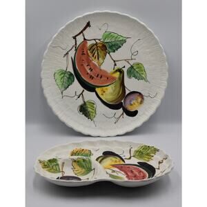 Deruta Divided Serving Set Hand-Painted Italian Pottery Antonio Venzo Design